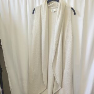 Lucky Brand Cream Open Front Long Sweater Vest Size Medium